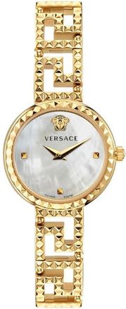 Versace Greca Goddess Mother-of-Pearl Bracelet Watch, 28mm in Ip Yellow Gold at Nordstrom