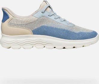 Geox Scarpe Spherica Plus Donna Bianco Latte/azzurro Chiaro