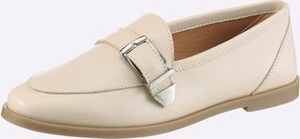 Heine Slipper HEINE, Damen, Gr. 36, creme, Glattleder, Leder, Rindsleder, Schuhe Slipper