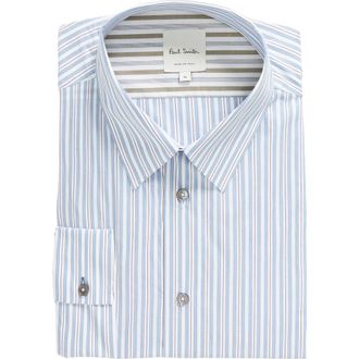 Paul Smith Regular Fit Stripe Dress Shirt in Light Blue at Nordstrom Rack, Size Large