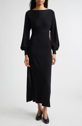 Paloma Wool Fa Cutout Long Sleeve Extrafine Merino Wool Sweater Dress in Black at Nordstrom, Size X-Large
