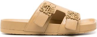 Loewe Ease Anagram-buckle straps slides - women - Calf Leather/Rubber/Calf Leather - 37 - Neutrals