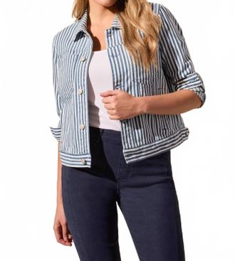 Tribal Railroad Stripe Jacket In Riviera Blue