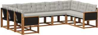 vidaXL Conjunto De Sof&aacute;s De Exterior 9 Uds. Natural Y Gris Claro Vidaxl