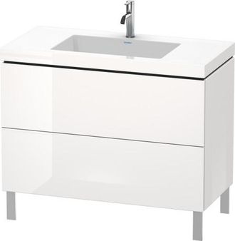 Duravit Lavabo Para Muebles Duravit L-cube C-bonded Con Base Sobre El Suelo, 100x48 Cm, 2 Extra&iacute;bles, Sin Rebosadero, Sin Agujero Para Grifo, Color: Perla De 