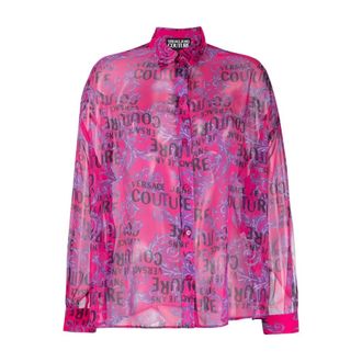 Versace Jeans Couture Orange Long Sleeve Logo Couture Shirt - female - Versace Jeans Couture - Shirts - Multicolor - 2XS - Blouses & Shirts