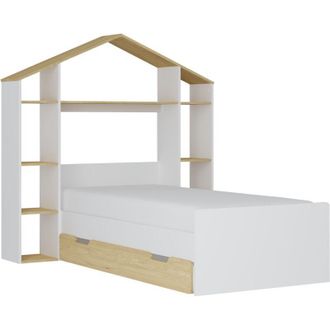 Vente-Unique Vente-unique - Letto a capanna 90 x 190 cm Bianco e Naturale - jeraco