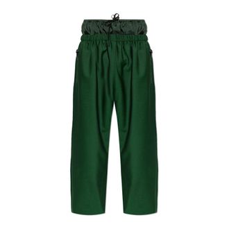 Lacoste Wide Trousers, male, Green, Size: S Runway Mixed Fabric Wool Pants