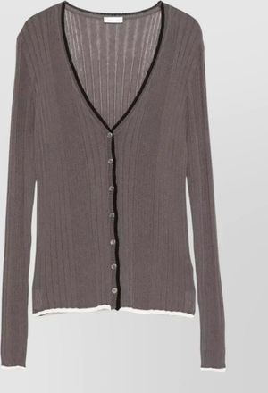Roberto Collina v neck cardigan ribbed knit contrast trims