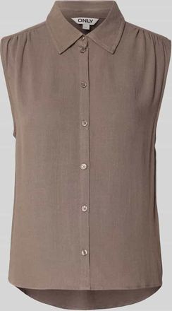 Only Regular Fit Leinenbluse ohne &Auml;rmel Modell SIESTA in Mittelbraun, Gr&ouml;&szlig;e XL