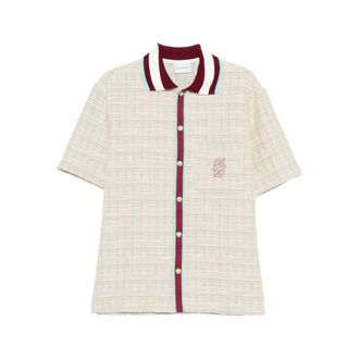 Dr&ocirc;le de Monsieur Short Sleeve Shirts, male, Beige, Size: XL Chemise en Tweed D Miroir