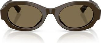 A|X Armani Exchange 49mm Irregular Oval Sunglasses in Brown /Light Brown at Nordstrom