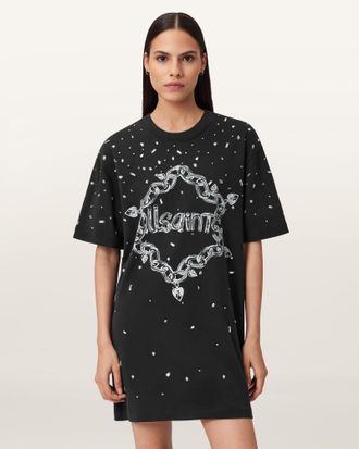AllSaints Drip Scatter Embellished Mini Dress