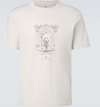 Brunello Cucinelli Camiseta de algod&oacute;n estampada