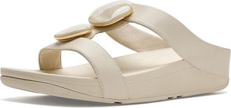 FitFlop Fino Marbled-Stone H-bar Slides Womens Wedge Shoes Paris Beige : 11 M (B), Synthetic