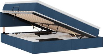 vidaXL Letto Con Contenitore E Materasso Blu 160 X 200 Cm Velluto Vidaxl