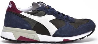 Diadora Blue Black Polyester Leather Trident Sneakers