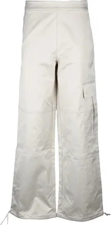 Calvin Klein Cropped Beige Wide-Leg Trousers with Cargo Pocket and Drawstring Finish
