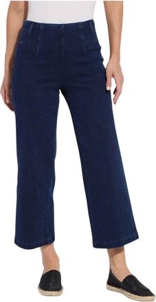 Lyss&eacute; Layton Denim Wide Leg Jeans In Dark Indigo
