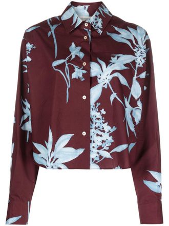 Forte_Forte floral-print cotton shirt - Bruin