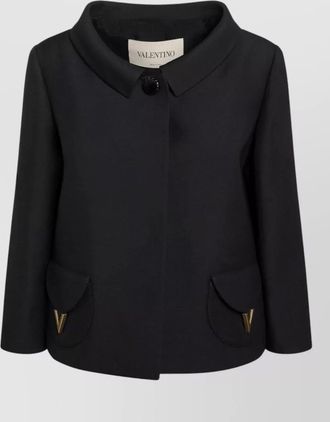 Valentino wool silk jacket front pockets detail