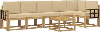 vidaXL Conjunto De Sof&aacute;s De Exterior 7 Uds. Y Beige Poli&eacute;ster Vidaxl