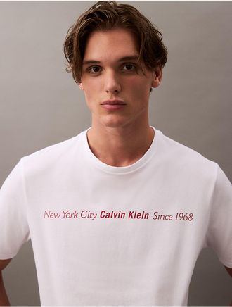 Calvin Klein Jeans Calvin Klein Mens Linear Text Logo T-Shirt - White - XS