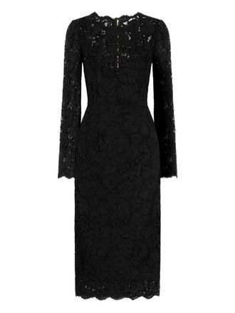Dolce & Gabbana long-sleeve lace midi dress - Black