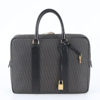 Saint Laurent Black Leather Coated Canvas Briefcase (Pre-Owned)