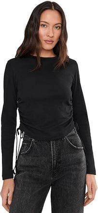 AllSaints Sonny Long Sleeve T-Shirts Womens Clothing Black : SM, Cotton