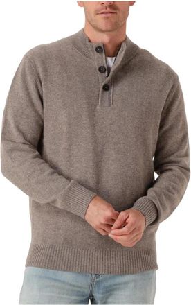 Stefano Lauran Taupe Gebreide Half Zip Trui - Heren - Coltruien - Bruin - M - Truien & Vesten