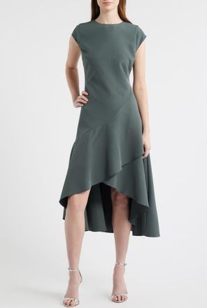 Chelsea28 Cap Sleeve High Low Midi dress in Green Urban at Nordstrom, Size Xx-Small