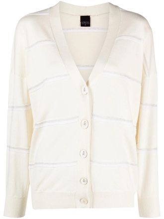 Lorena Antoniazzi White Relaxed Fit V-Neck Cotton-Blend Cardigan