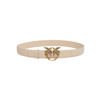 Pinko Love Birds Diamond Cut Riem - Dames - Riemen - Beige - S - Leer - Accessoires