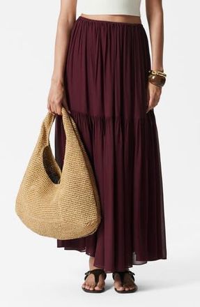 & Other Stories Tiered Chiffon Maxi Skirt in Red Dark at Nordstrom Rack, Size 2