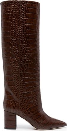 PARIS TEXAS Brown Anja Calf Leather Crocodile Boots