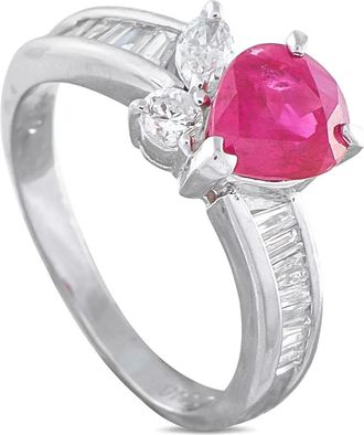 Luxury Bazaar diamond and ruby ring - women - Diamond/Platinum/Ruby - One Size - Silver