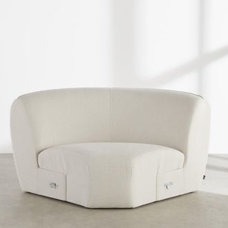 Maisons du monde M&oacute;dulo de esquina para sof&aacute; modular de tejido de poli&eacute;ster efecto lino beige