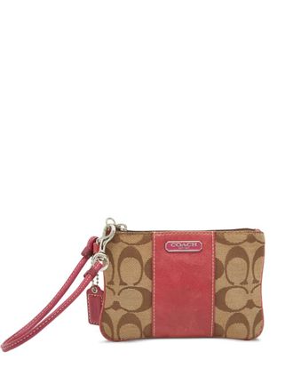 Coach monogram pouch bag - women - Calf Leather/Canvas - One Size - Neutrals