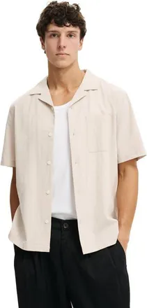 Cotton On Mens Riviera Short Sleeve Shirt in Taupe at Nordstrom, Size X-Small