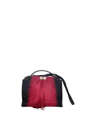 Fendi Snakeskin Trimmed Red & Black Ombre Suede Peekaboo