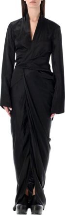 Rick Owens Black V-neck Wrap Maxi Dress