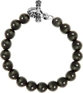 King Baby Studio 10mm Blue Tiger Eye Bracelet with Toggle Clasp in Silver at Nordstrom, Size Small