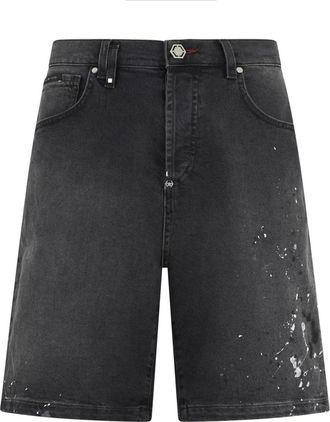 Philipp Plein Denim Shorts - Heren - Denim shorts - Zwart - W36 - Denim - Korte Broeken