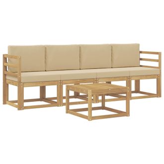 vidaXL Conjunto De Sof&aacute;s De Exterior Con Coj&iacute;n 5 Pcs Y Beige Vidaxl