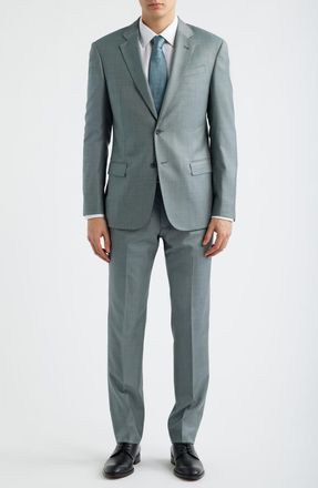 Emporio Armani Shage Green Wool Sharkskin Suit in Sage at Nordstrom, Size 46 Us
