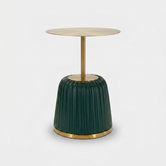 Les Tendances Mesa Auxiliar Redonda De Metal Y Pu Para Sal&oacute;n Egle - Verde Oscuro