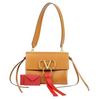 Valentino Pre-owned Handbags, female, Brown, Size: ONE SIZE Pre-owned V Logo Flap Shoulder Bag