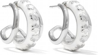 Kendra Scott Womens Jane Huggie Earrings In Rhodium/white Enamel