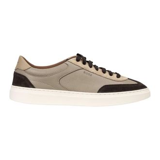 HUGO BOSS Schoenen, Heren, Bruin, 41 EU, Su&egrave;de, Leren sneakers met su&egrave;de details
